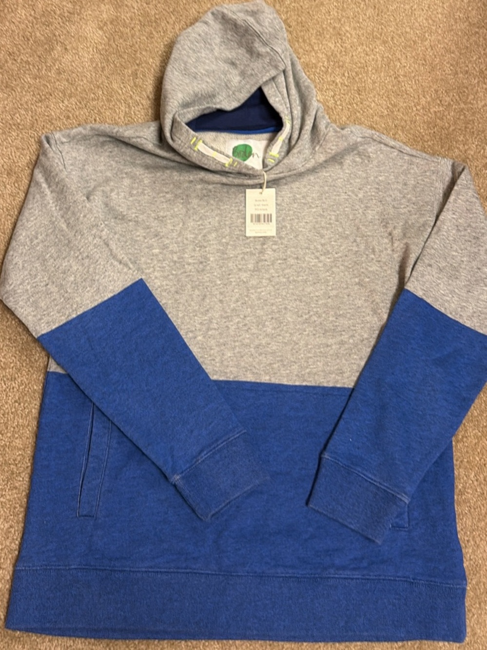 Boden Gray and Blue Colorblock Pullover Hoodie